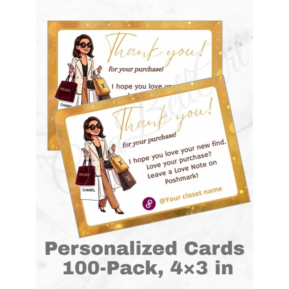 100 Personalized Fashion Thank You Cards Small Business, 4×3 in
